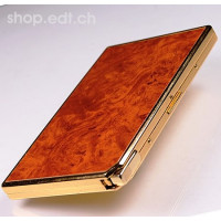 Étui à cigarettes & briquet ultra fins en métal doré, années 1970, comme neufs !