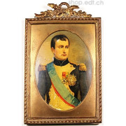 Portrait de Napoléon Bonaparte sur plaque de cuivre émaillée, XIXe s.