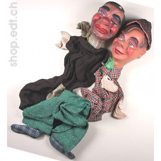 Guignol theater handheld puppet duo, 1960s