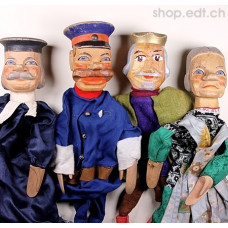 Quartet of wooden hand puppets from the guignol theatre, early 20th c.