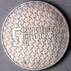 Pièce commémorative de 5 Francs suisses 1939-1989, pièce neuve SPL
