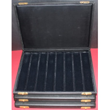 Presentation case for watches or jewels, black, 8 compartments, in very good condition