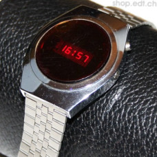 Men's quartz wristwatch, digital with red LEDs, 70s