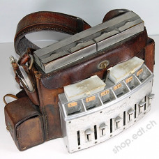 Leather bag with money changer for bus ticket collector of the 1950s